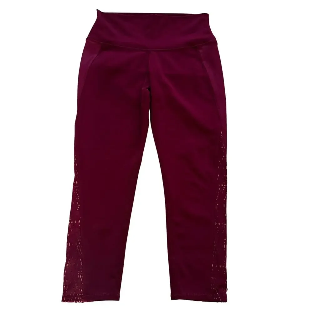 Alo High Waisted Patina Yoga Capri Pants Leggings 3158 Purple Burgundy Pilates